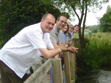 Family on bridge