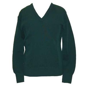 Bottle green v-necked jumper